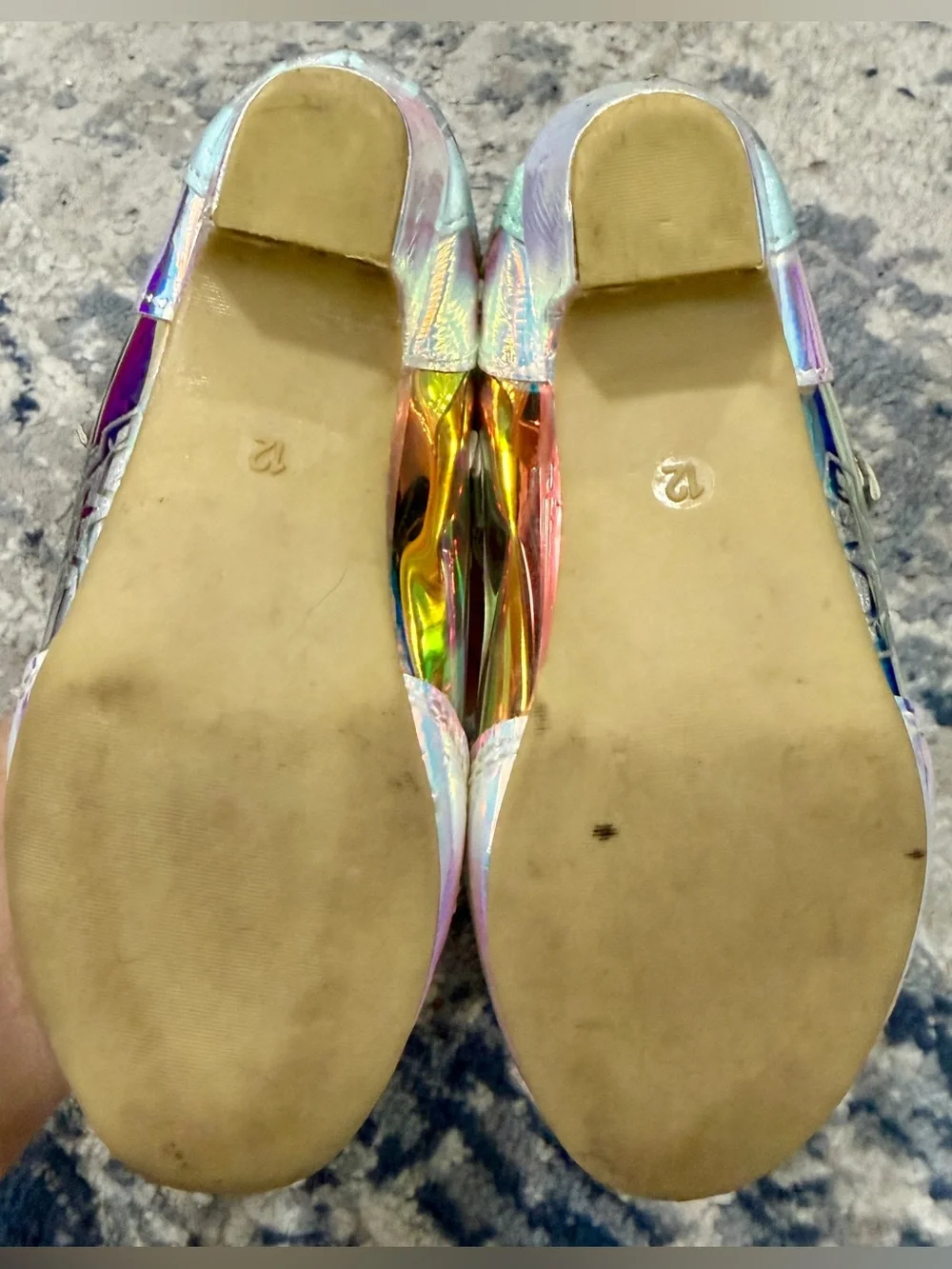 Disney Iridescent Holographic Mary Jane Dress Shoes with Bow - Silver/Multicolor